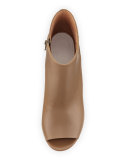 Open-Toe Leather 75mm Bootie, Olive