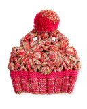 Floral Wool Beanie, Pink