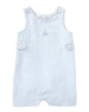Heathered Linen Overalls, Blue, Size 3-18 Months