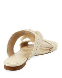 Faina Crochet Flat City Slide Sandal, White