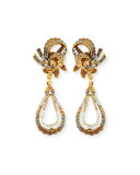 Gold-Plated Crystal Swirl Teardrop Clip Earrings