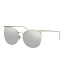 Semi-Rimless Square Sunglasses, White Gold/Platinum