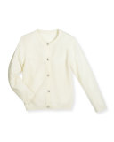 Girls' Cashmere Cardigan w/ Rhinestone Buttons, Size 7-14