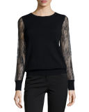 Cashmere Lace-Sleeve Sweater 