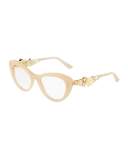 Flowers Lace Cat-Eye Optical Frames, Beige