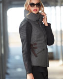 Wool and Leather Jacket, Charcoal/Heather Gray