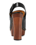 Amstel Horsebit Leather Clog Pump, Black