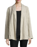 Oversized Cotton Jacket W/Stripes, Natural 