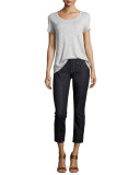 High-Waist Skinny Cropped Jeans, Dark Blue Denim