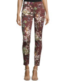 Nottingham Floral-Print Skinny Jeans, Red Multi