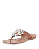 cora embellished flat thong sandal, new luggage