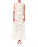 Butterfly Lace A-Line Maxi Skirt, White