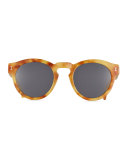 Leonard Monochromatic Round Sunglasses, Blonde Havana