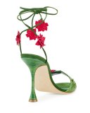 Xacaxtus Ankle-Wrap 100mm Sandal, Green/Fuchsia