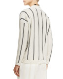 Striped Cashmere V-Neck Cardigan, Multi