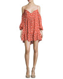 Hattie Polka-Dot Cold-Shoulder Dress