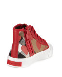 Warslow Heart-Print Check High-Top Sneaker, Infant