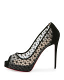 Very Lace Platform 120mm Red Sole Pump, Black