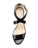 Chiara Patent Crisscross Wedge Sandal, Black