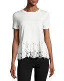 lace-hem flounce tee, white