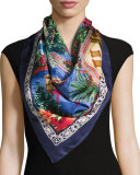 Nuggy Silk Square Beach Scarf, Marine