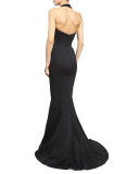 Halter-Neck Mermaid Gown, Black
