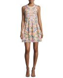 Floral-Embellished Sleeveless Prom Dress, Blossom Pink