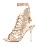 Lacey Lace-Up Gladiator Sandal, Rose