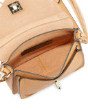 Darren Mini Leather Messenger Bag, Beige