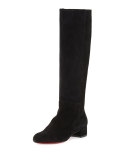 Liliboot Suede 30mm Red Sole Knee Boot, Black