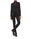 Peaked-Hem Long Jacket, Black