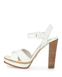 Patent Leather Crisscross Sandal, White (Bianco)