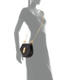 Drew Perforated Mini Shoulder Bag, Black