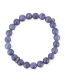 8mm Iolite Beaded Bracelet with Diamond Rondelle