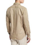 Sinclair Taped-Trim Sport Shirt, Pale Stone