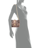 Lock Small Beaded Floral Shoulder Bag, Light Pink