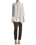 Sleeveless Silk Crepe Boyfriend Top, Bone