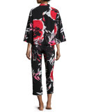 Lana Floral-Print Pajama Set, Black Multi