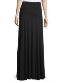 Long Full Stretch-Jersey Skirt, Black