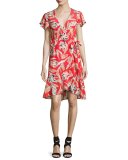 Lincoln Floral Wrap Dress, Red