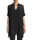 Short-Sleeve Sheer Boxy Tunic