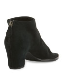 Nori Suede Demi-Wedge Bootie, Black