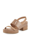 Malia Patent Mid-Heel Sandal, Sand Dune