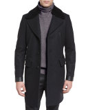 Shearling-Collar Melange Overcoat