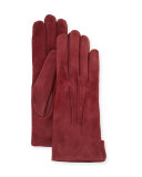 Cashmere-Lined Suede Gloves, Burgundy