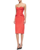 Strapless Folded-Waist Detail Dress, Azalea