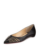 Baretta Studded Red Sole Skimmer Flat, Black
