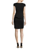 Cap-Sleeve Split-Peplum Sheath Dress