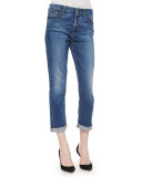 Lavierra Wash Cropped Roll-Cuff Jeans, Navy