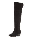 Clara Suede Over-The-Knee Boot, Black